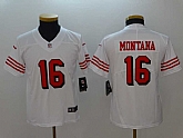 Youth Nike 49ers 16 Joe Montana White Color Rush Vapor Untouchable Limited Jersey,baseball caps,new era cap wholesale,wholesale hats